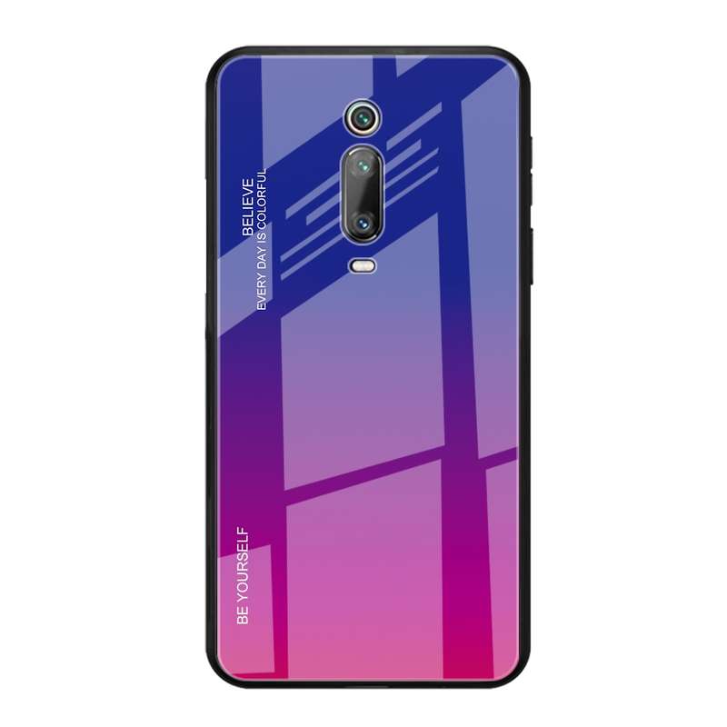 For OPPO Reno Gradient Color Glass Case(Blue)