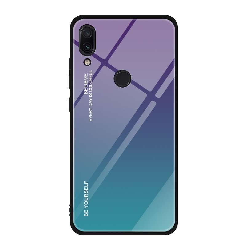 For Xiaomi Redmi Note 7 Gradient Color Glass Case(Purple)
