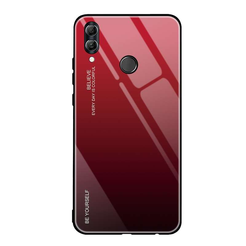For Huawei Honor 10 Lite Gradient Color Glass Case(Red)