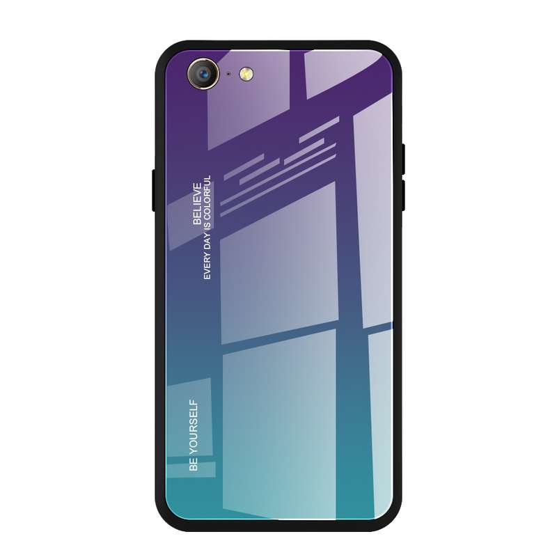 For OPPO A57 / A39 Gradient Color Glass Case(Blue)