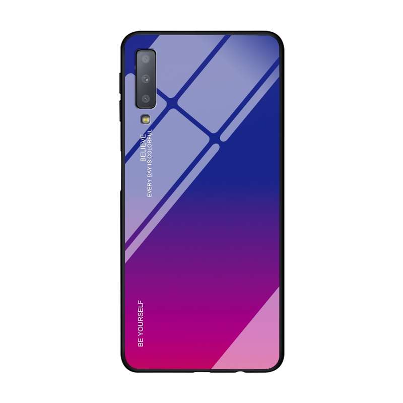 For OPPO A57 / A39 Gradient Color Glass Case(Blue)