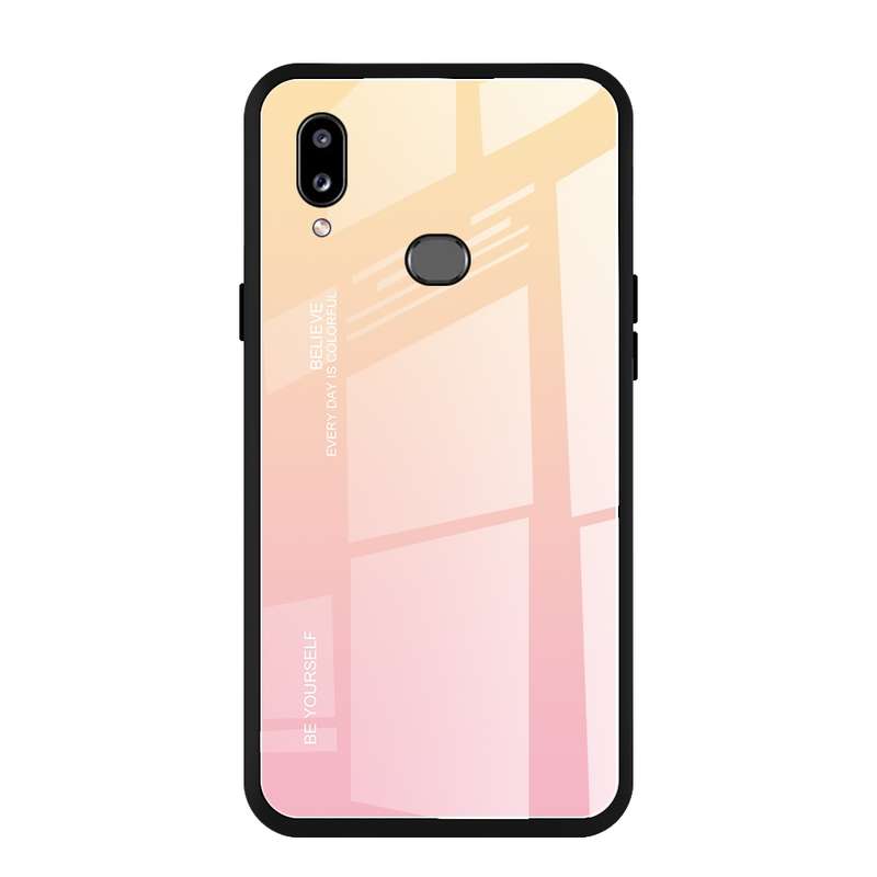 For Galaxy A10s Gradient Color Glass Case(Blue)