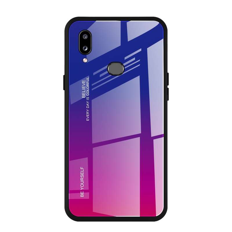 For Galaxy A10s Gradient Color Glass Case(Blue)