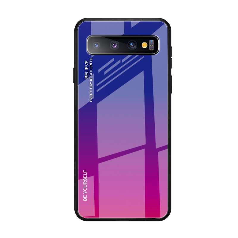 For Galaxy S10 5G Gradient Color Glass Case(Sky Blue)