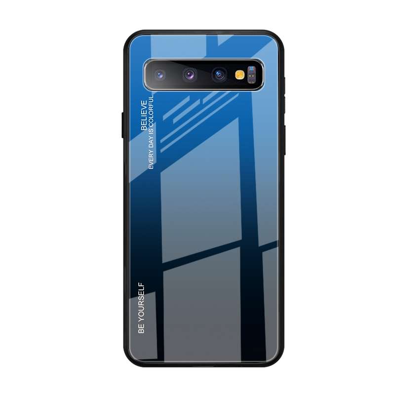 For Galaxy S10 5G Gradient Color Glass Case(Sky Blue)