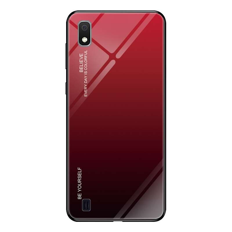 For Galaxy A10 Gradient Color Glass Case(Blue)