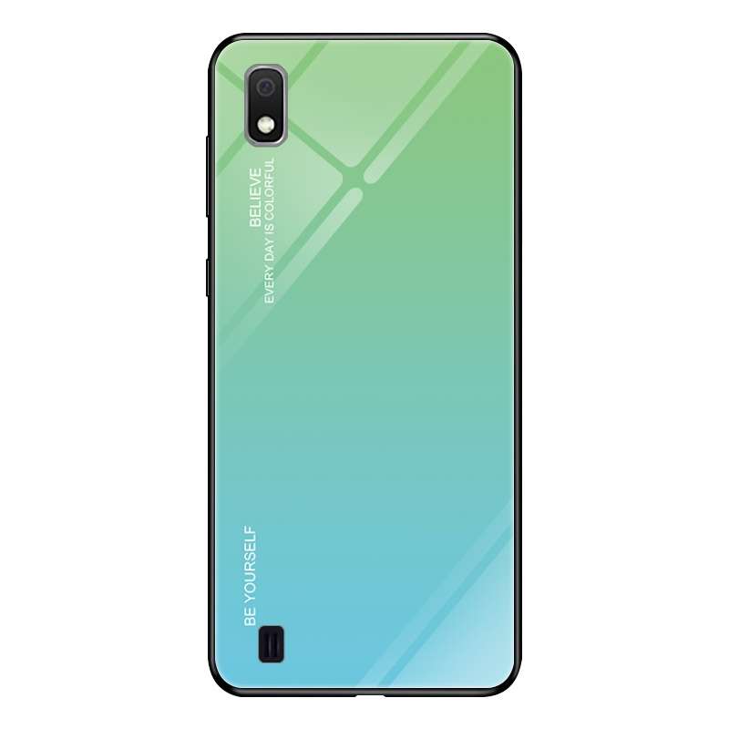 For Galaxy A10 Gradient Color Glass Case(Blue)