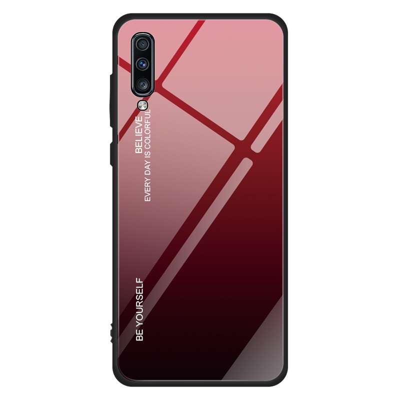 For Galaxy A70 Gradient Color Glass Case(Purple)