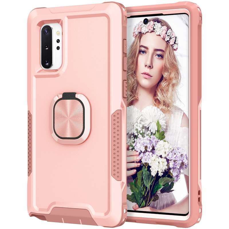 For Samsung Galaxy Note10+ 3 in 1 PC + TPU Phone Case with Ring Holder(Mint Green)
