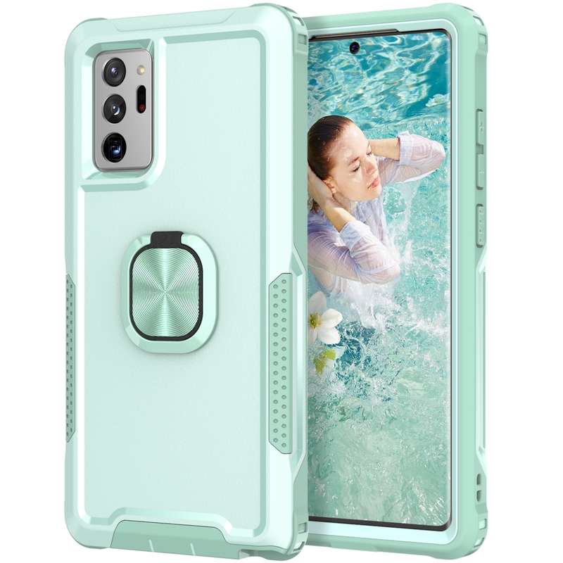 For Samsung Galaxy Note10+ 3 in 1 PC + TPU Phone Case with Ring Holder(Mint Green)