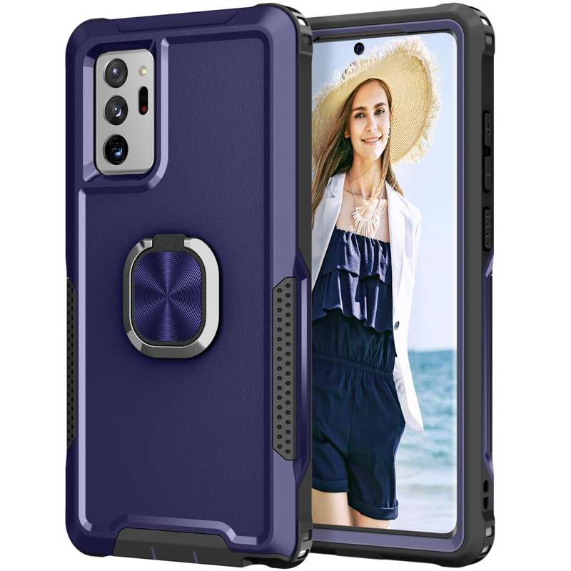 For Samsung Galaxy Note10+ 3 in 1 PC + TPU Phone Case with Ring Holder(Mint Green)