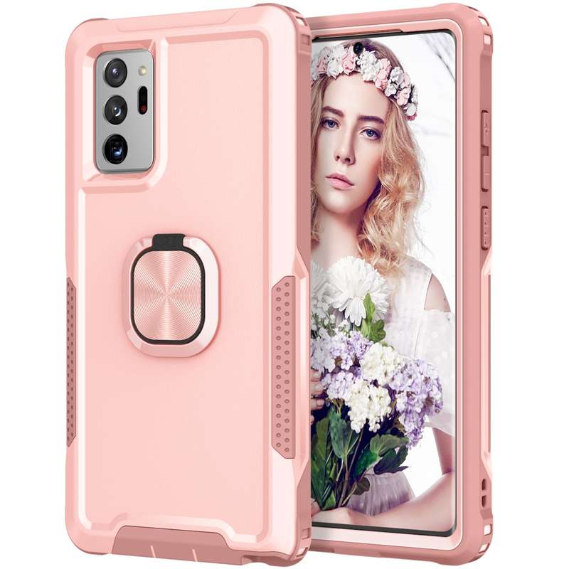 For Samsung Galaxy Note20 Ultra 3 in 1 PC + TPU Phone Case with Ring Holder(Pink)