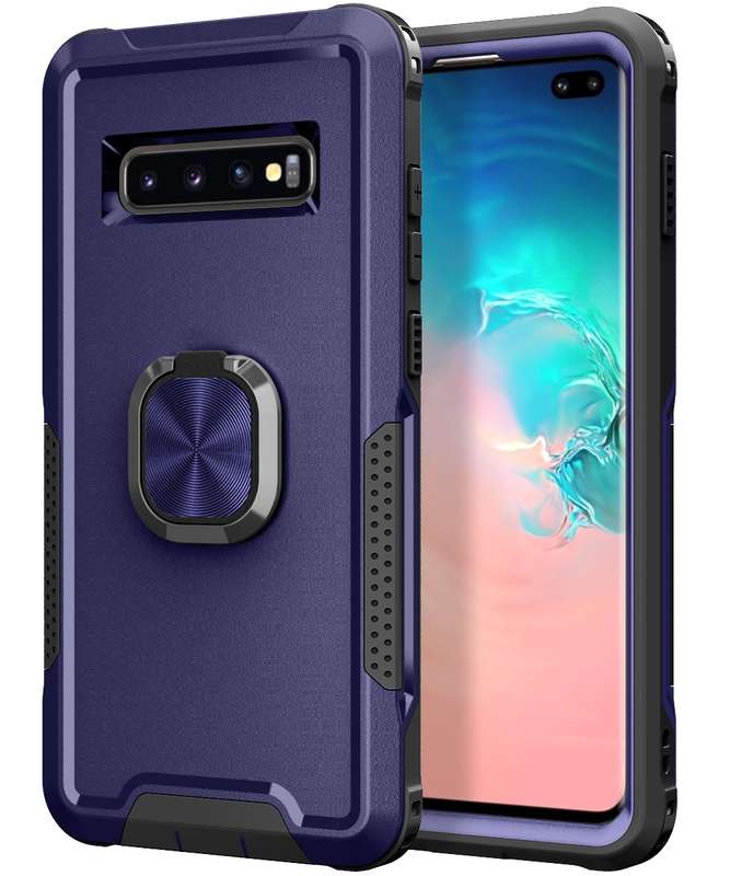 For Samsung Galaxy S10+ 3 in 1 PC + TPU Phone Case with Ring Holder(Pink)