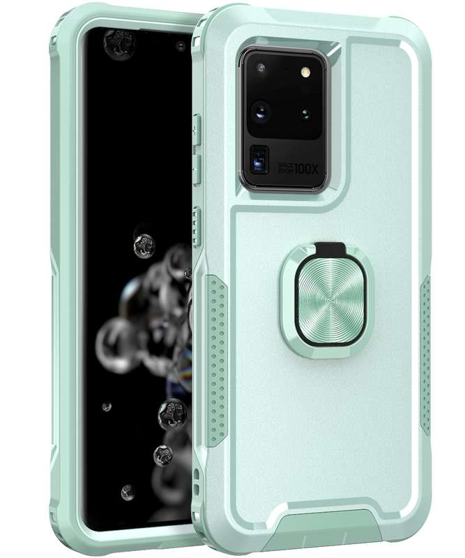 For Samsung Galaxy S10+ 3 in 1 PC + TPU Phone Case with Ring Holder(Pink)