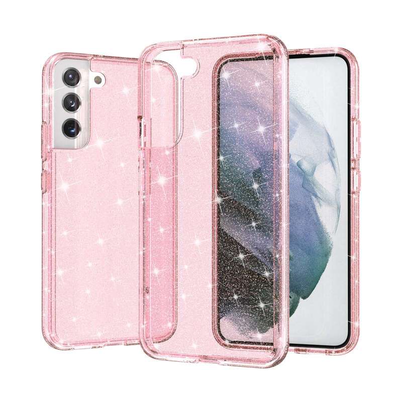 For Samsung Galaxy S22 5G Shockproof Terminator Style Glitter Powder Protective Phone Case(Pink)