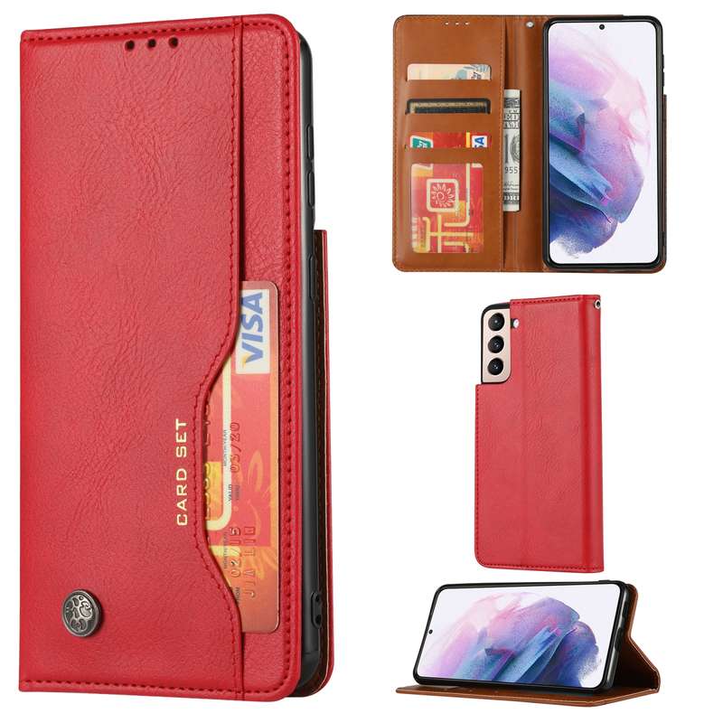 For Samsung Galaxy S22 5G Knead Skin Texture Leather Phone Case(Wine Red)