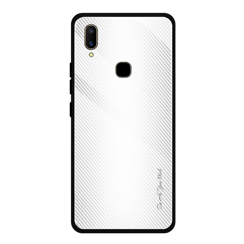 For Vivo V11 Texture Gradient Glass Protective Case(Blue)