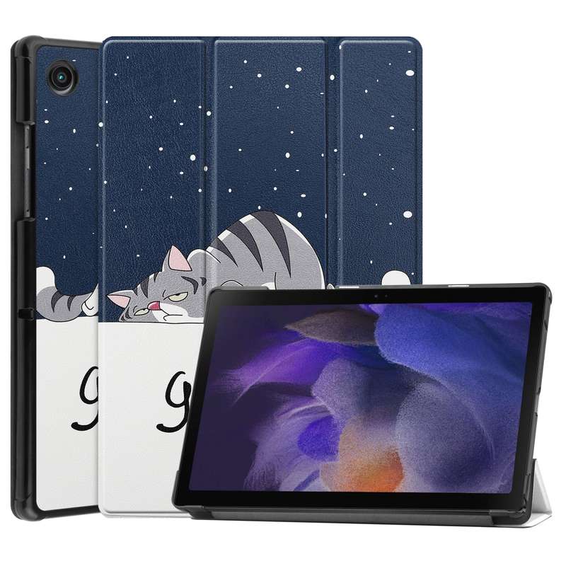 For Samsung Galaxy Tab A8 2021 Painted Leather Tablet Case with 3-Fold Holder(Color Butterfly)
