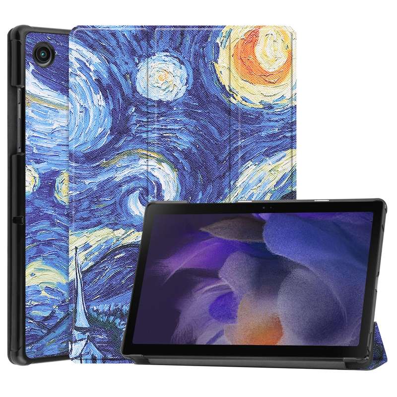 For Samsung Galaxy Tab A8 2021 Painted Leather Tablet Case with 3-Fold Holder(Color Butterfly)