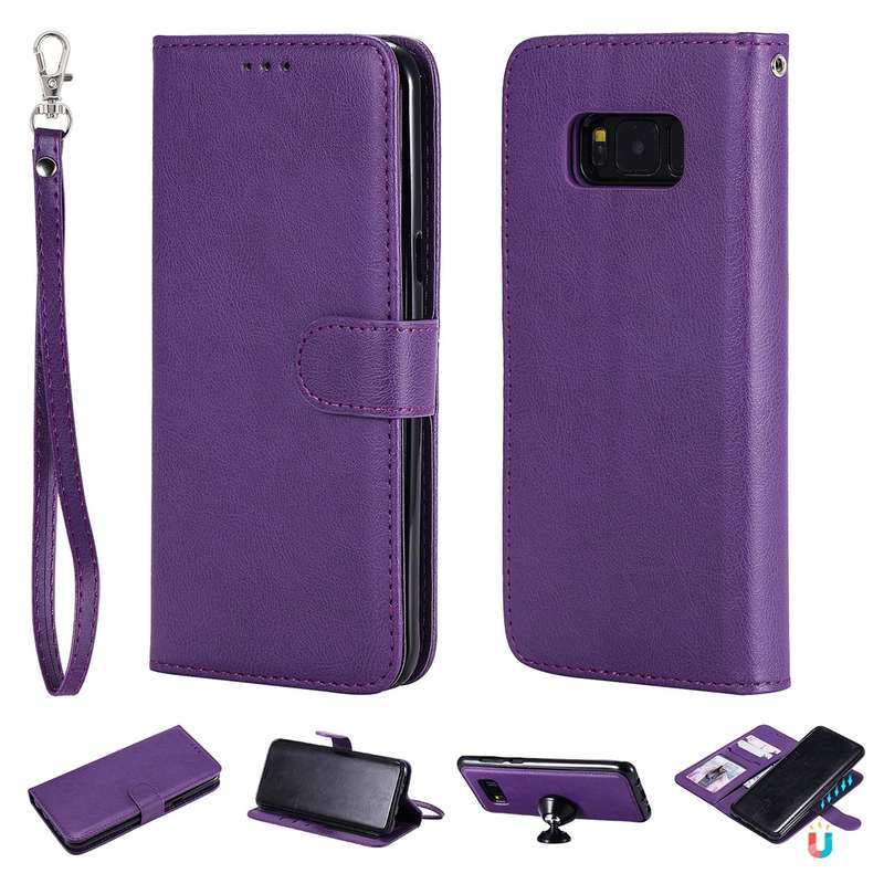 For Galaxy S8+ Solid Color Horizontal Flip Protective Case with Holder & Card Slots & Wallet & Photo