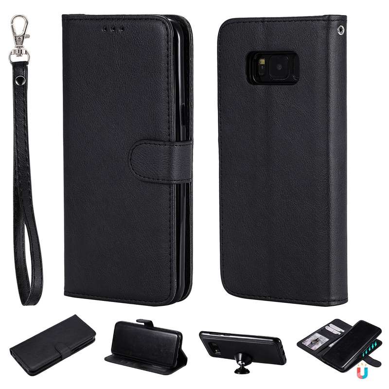 For Galaxy S8+ Solid Color Horizontal Flip Protective Case with Holder & Card Slots & Wallet & Photo