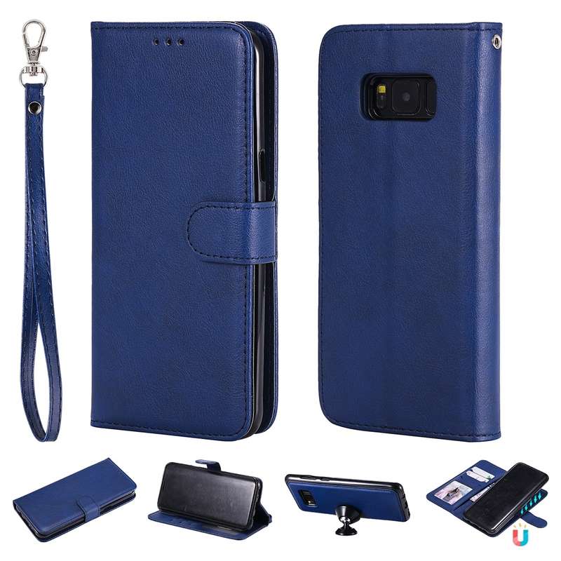 For Galaxy S8+ Solid Color Horizontal Flip Protective Case with Holder & Card Slots & Wallet & Photo