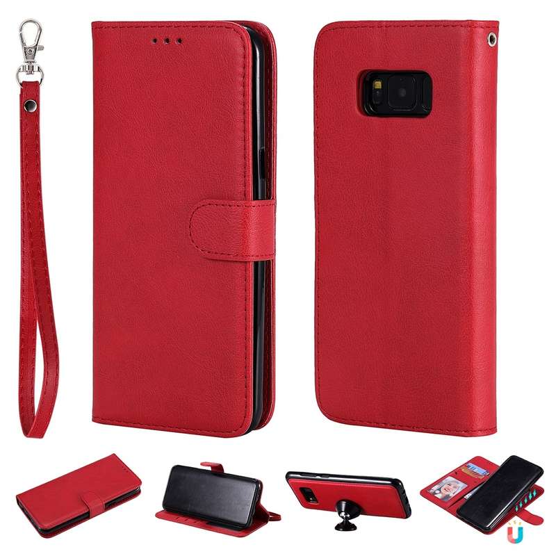 For Galaxy S8+ Solid Color Horizontal Flip Protective Case with Holder & Card Slots & Wallet & Photo