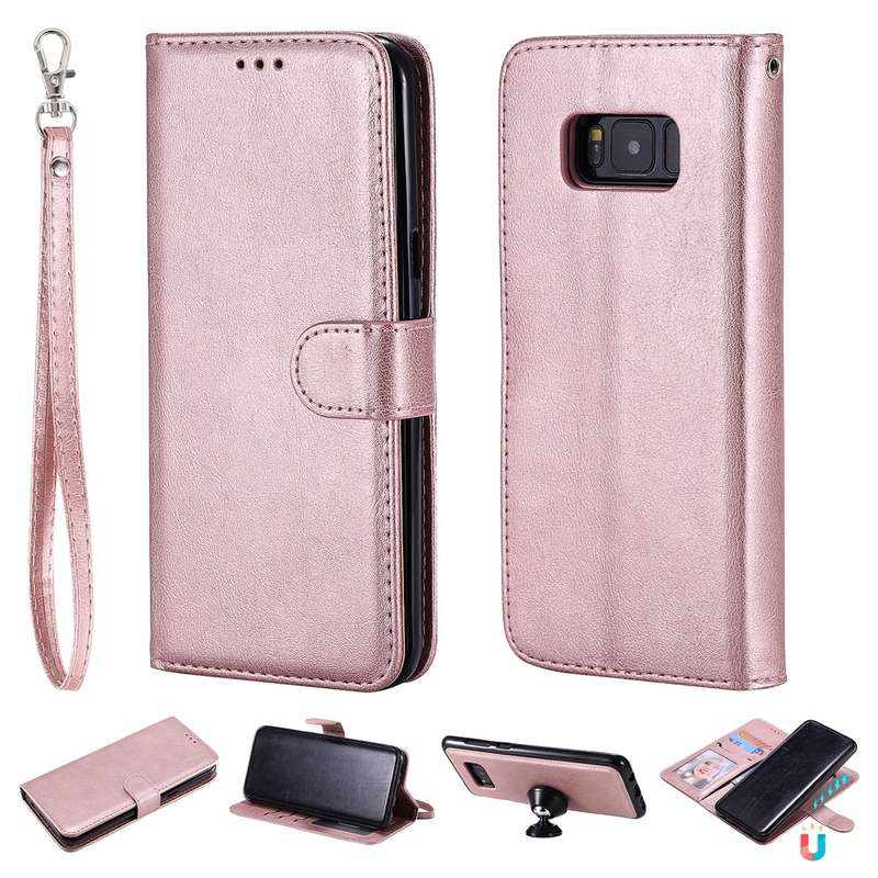 For Galaxy S8+ Solid Color Horizontal Flip Protective Case with Holder & Card Slots & Wallet & Photo