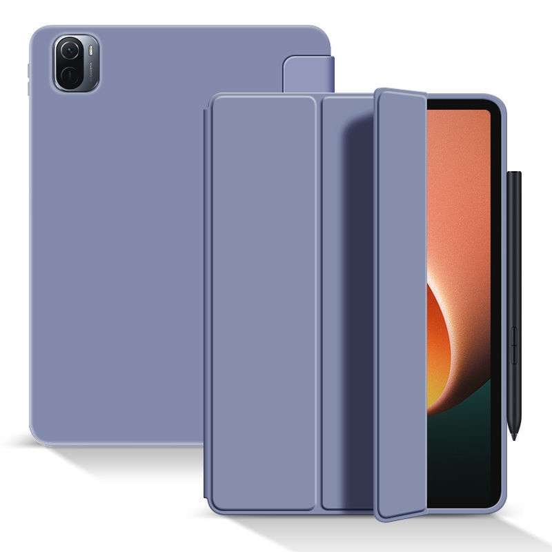 For Xiaomi Pad 5 / Pad 5 Pro Skin Feel Matte Honeycomb Leather Tablet Case with Tri-fold Bracket(Lav