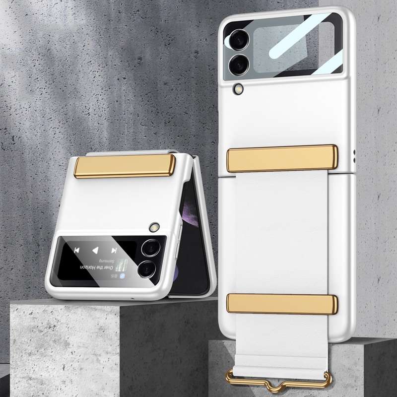 For Samsung Galaxy Z Flip3 5G GKK Ultra-thin Full Coverage Phone Case with Wristband(Black)