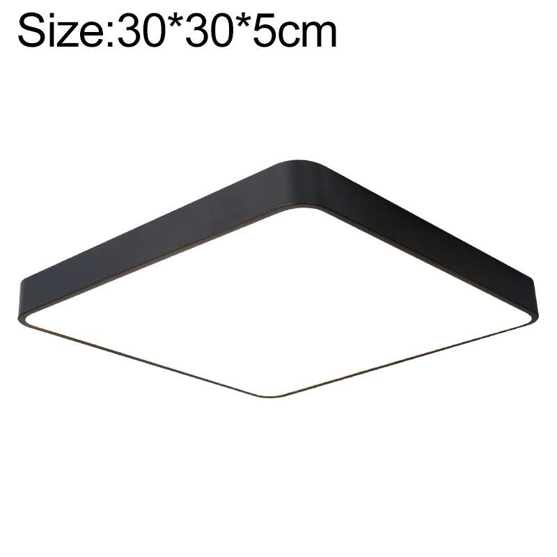 Macaron LED Square Ceiling Lamp, White Light, Size:30cm(Black)