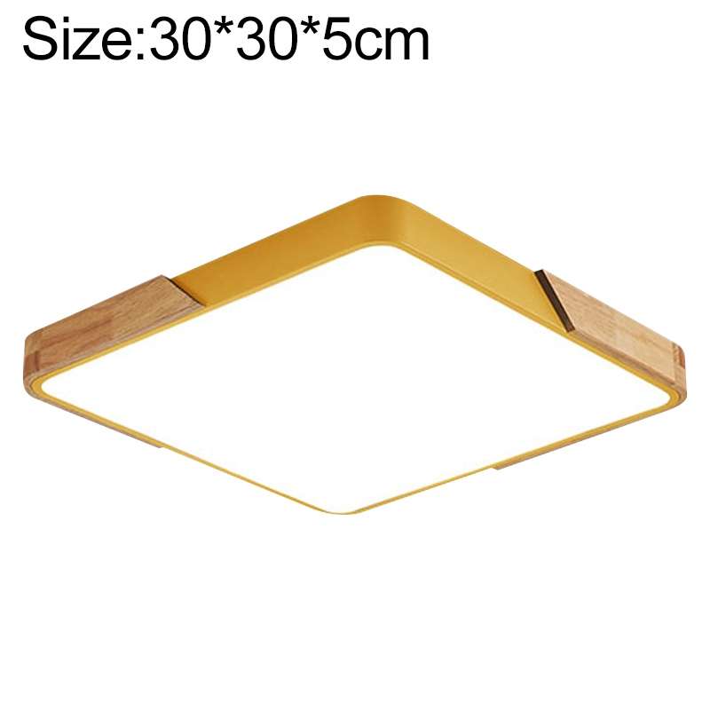 Wood Macaron LED Square Ceiling Lamp, 3-Colors Light, Size:30cm(Black)