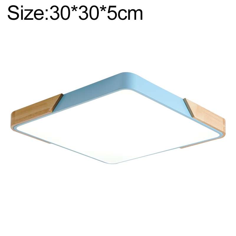Wood Macaron LED Square Ceiling Lamp, 3-Colors Light, Size:30cm(Black)