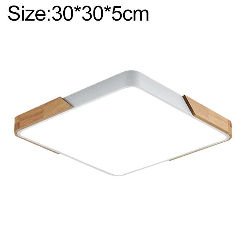 Wood Macaron LED Square Ceiling Lamp, 3-Colors Light, Size:30cm(Black)