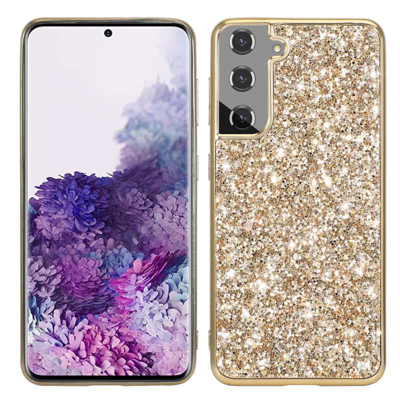 For Samsung Galaxy S22 Ultra 5G Glitter Powder Shockproof TPU Protective Phone Case(Rose Gold)