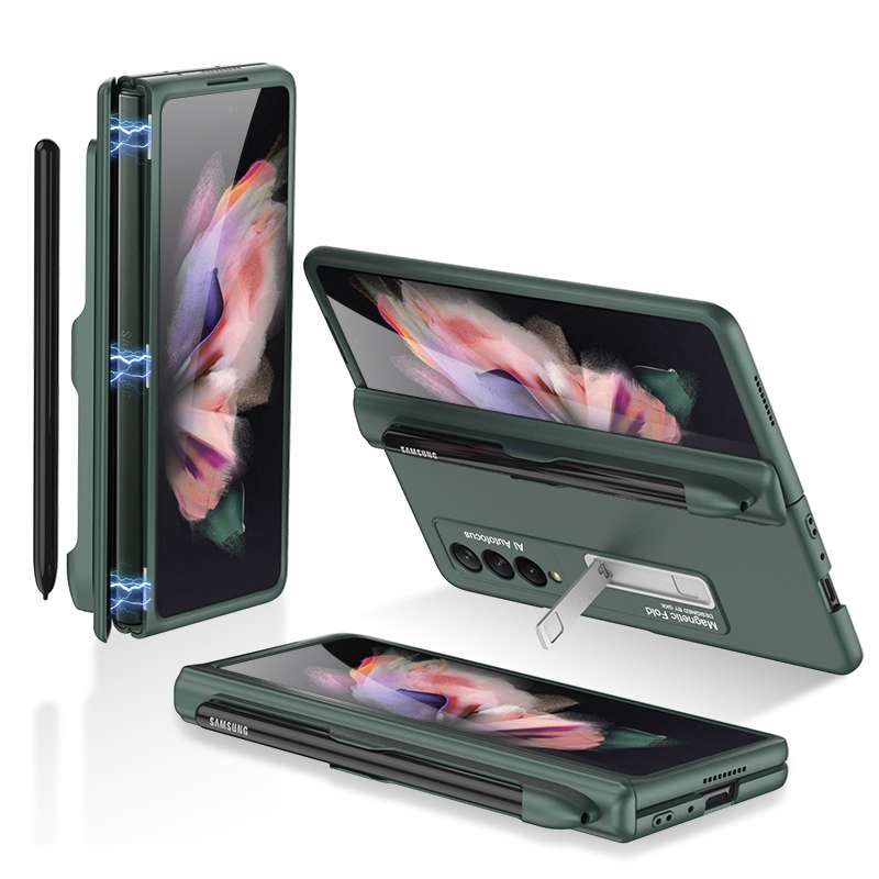 For Samsung Galaxy Z Fold3 5G GKK Magnetic Full Coverage Phone Flip Case with Pen Slot(Gold)