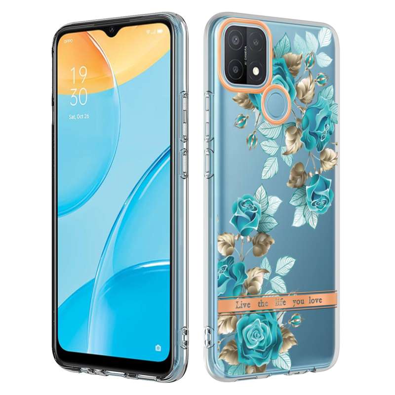 For OPPO A15 / A15S Flowers and Plants Series IMD TPU Phone Case(Orchid Peony)