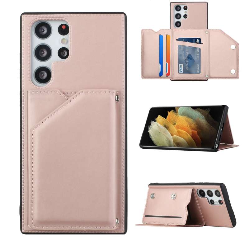 For Samsung Galaxy S22 Ultra 5G Skin Feel PU + TPU + PC Phone Case with Card Slots(Blue)