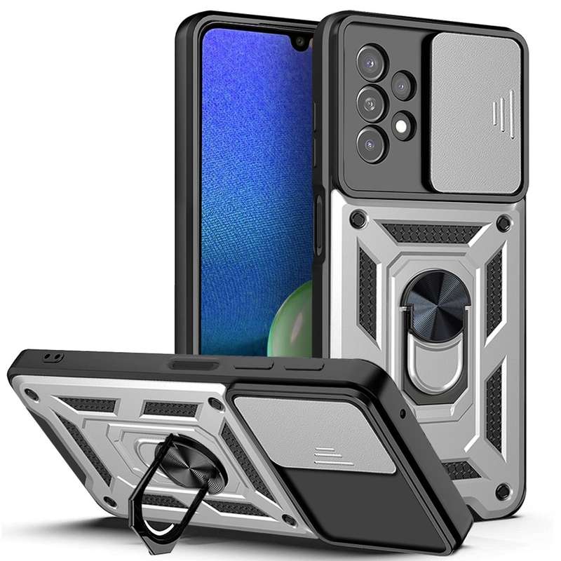 For Samsung Galaxy A13 4G Sliding Camera Cover TPU+PC Phone Case(Black)