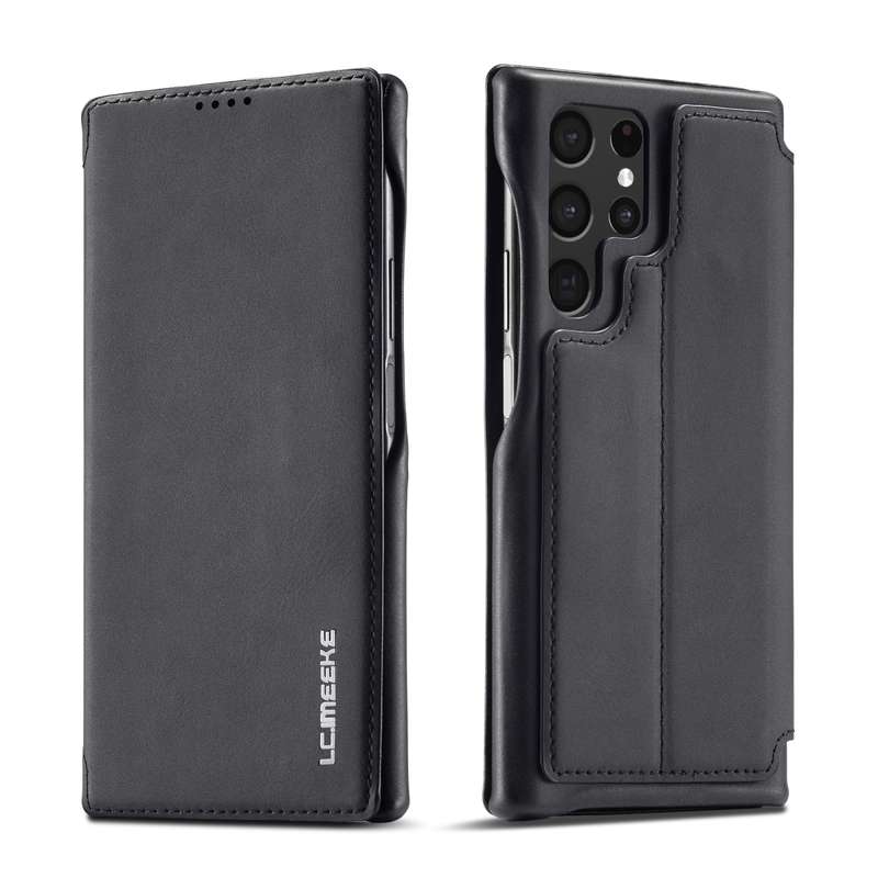 For Samsung Galaxy S22 Ultra 5G LC.IMEEKE Hon Ancient Series Horizontal Flip Leather Phone Case(Blac
