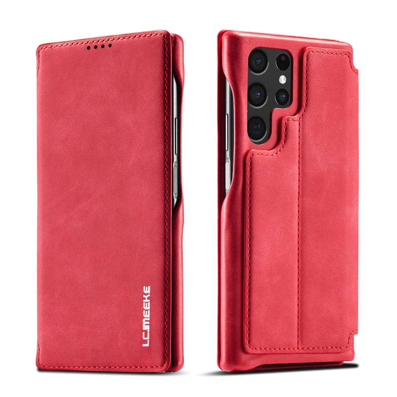 For Samsung Galaxy S22 Ultra 5G LC.IMEEKE Hon Ancient Series Horizontal Flip Leather Phone Case(Blac