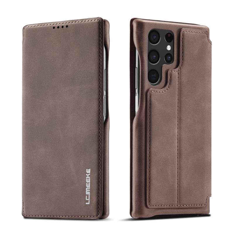 For Samsung Galaxy S22 Ultra 5G LC.IMEEKE Hon Ancient Series Horizontal Flip Leather Phone Case(Blac