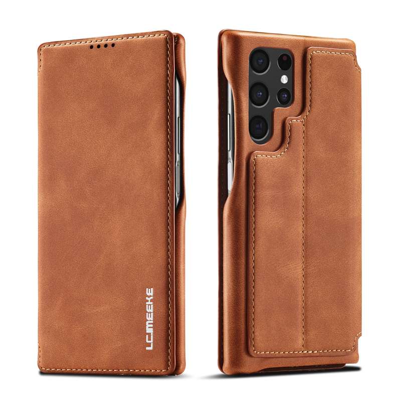 For Samsung Galaxy S22 Ultra 5G LC.IMEEKE Hon Ancient Series Horizontal Flip Leather Phone Case(Blac