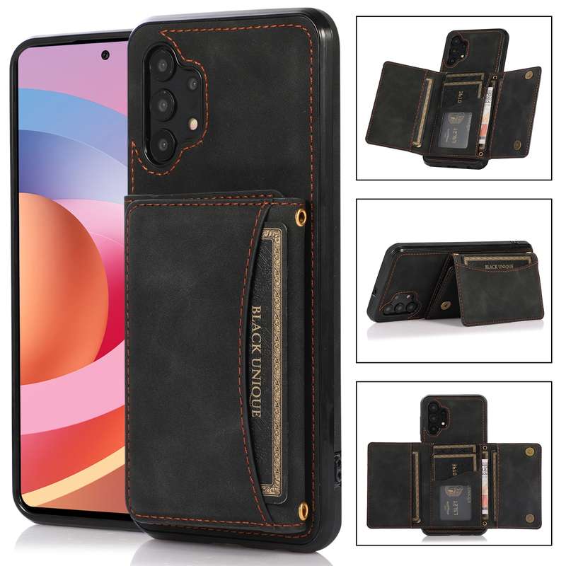 For Samsung Galaxy A32 4G Three-fold Leather Phone Case with Card Slot & Wallet & Holder(Green)