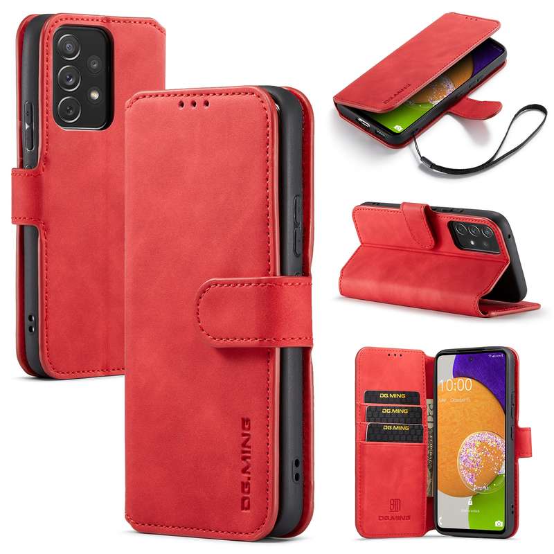 For Samsung Galaxy S22 Ultra DG.MING Retro Oil Side Horizontal Flip Leather Case with Holder & Card