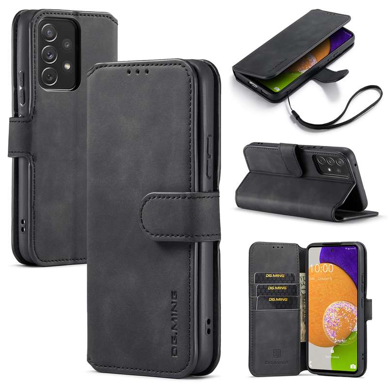 For Samsung Galaxy A53 5G DG.MING Retro Oil Side Horizontal Flip Leather Case with Holder & Card Slo