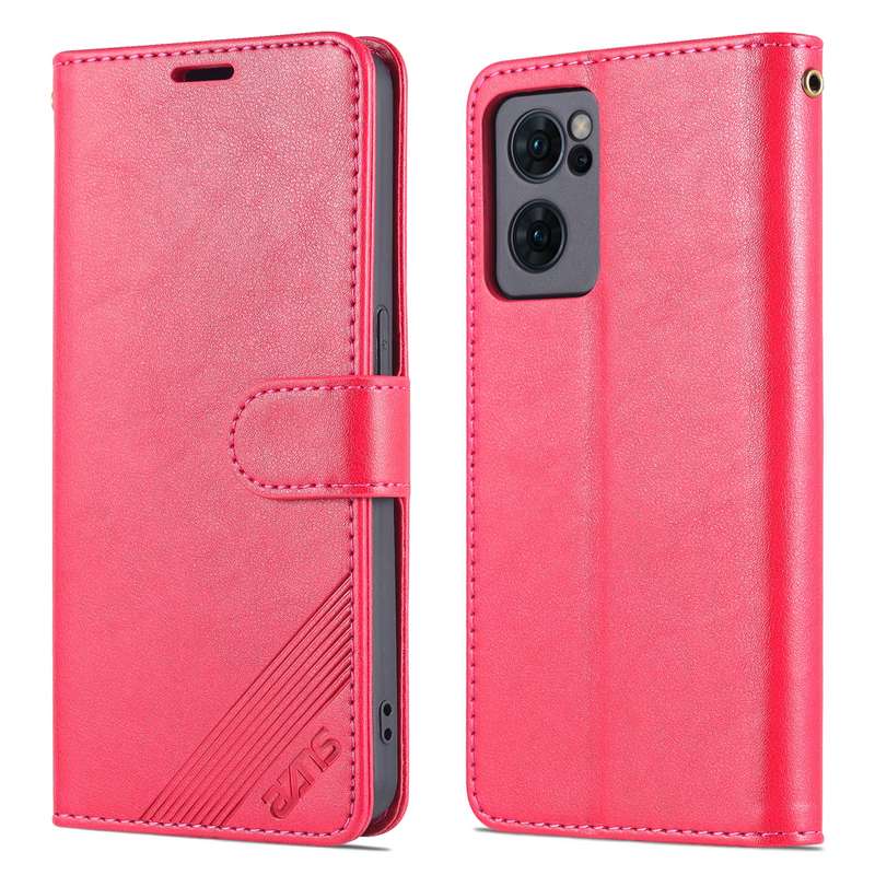 For OPPO Reno7 5G AZNS Sheepskin Texture Flip Leather Phone Case(Black)
