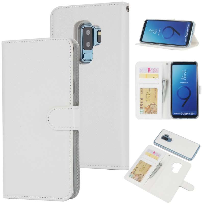 For Samsung Galaxy S9+ Cross Texture Detachable Leather Phone Case(Purple)
