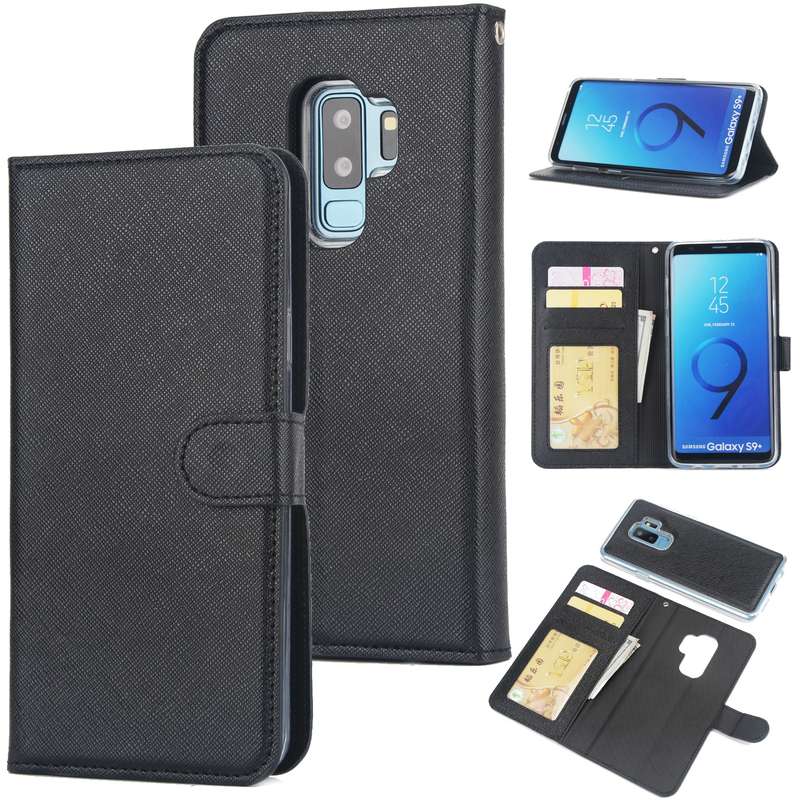 For Samsung Galaxy S9+ Cross Texture Detachable Leather Phone Case(Purple)