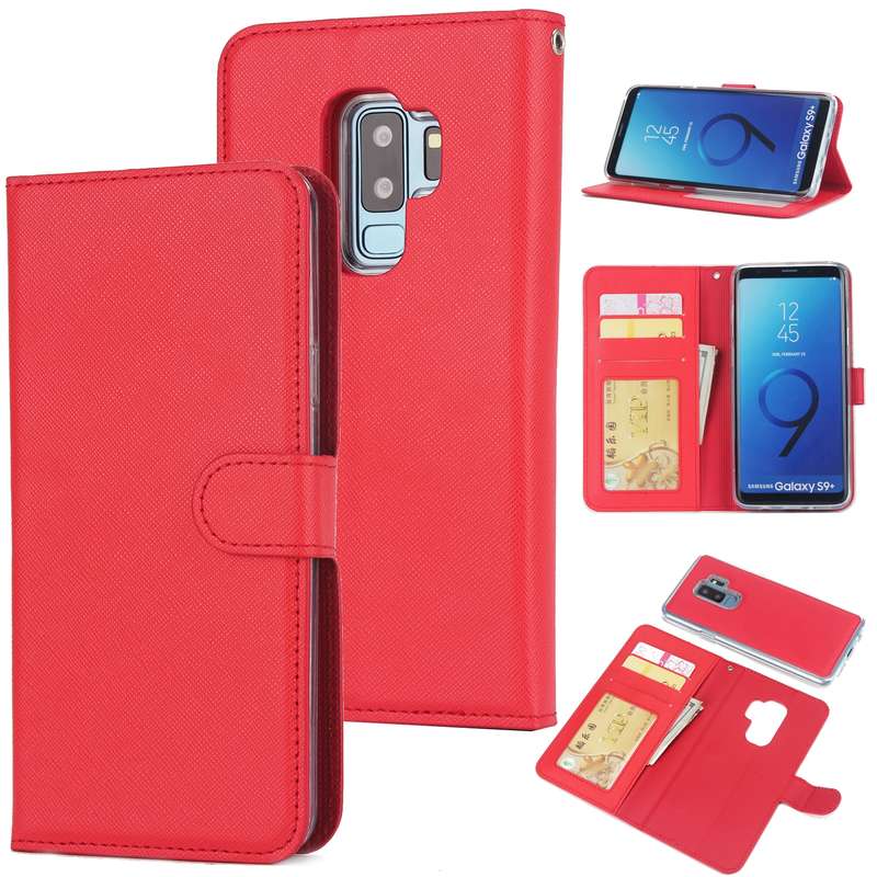 For Samsung Galaxy S9+ Cross Texture Detachable Leather Phone Case(Purple)